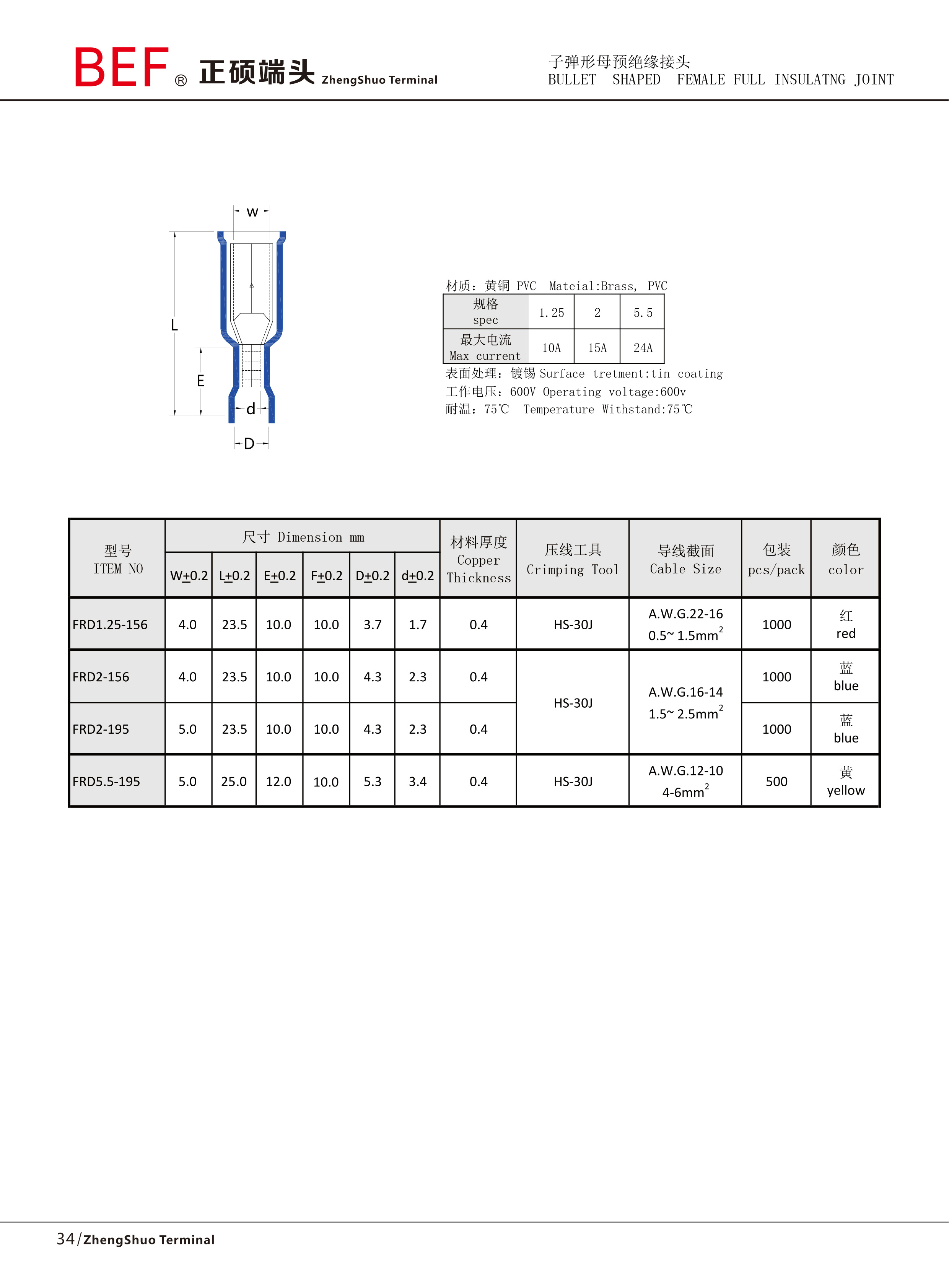 FRD子弹形母全绝缘接头技术参数